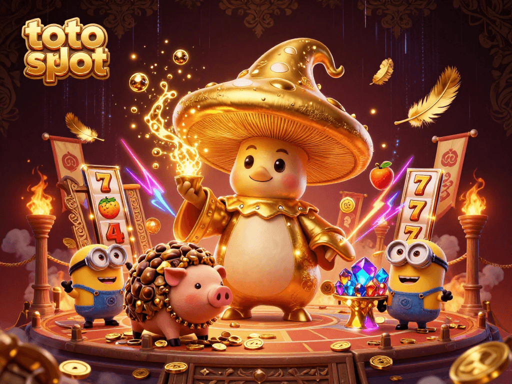 Experience the thrilling world of toto slot with golden magical characters amidst dynamic slot game elements.