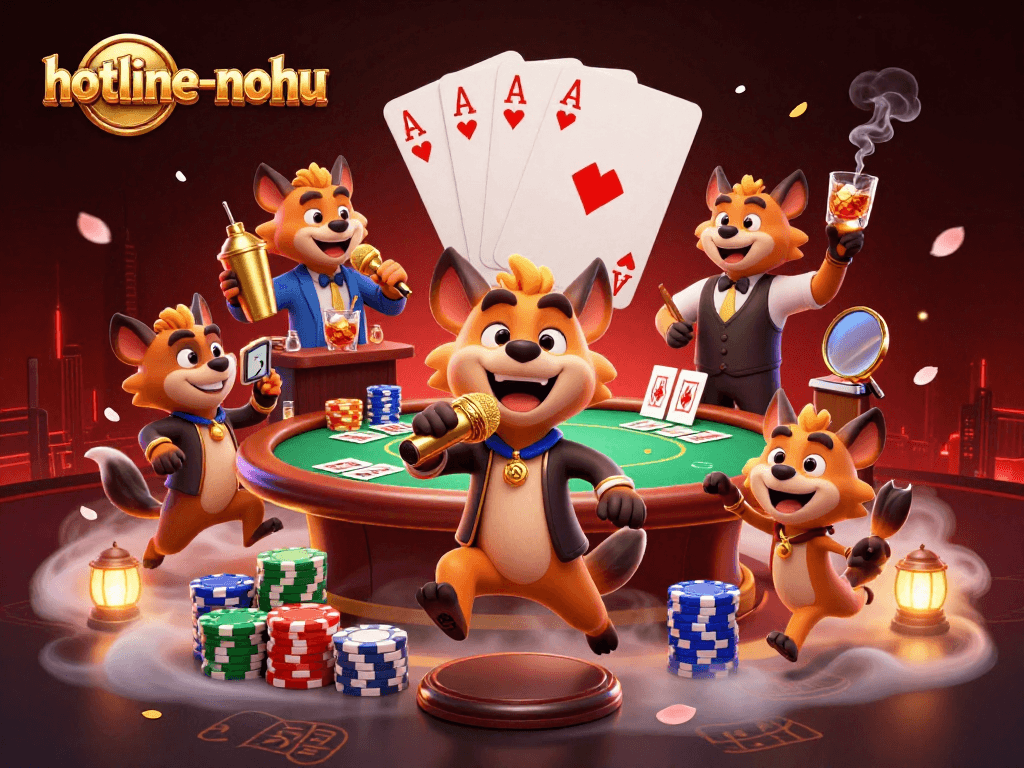 Engage with the exciting casino atmosphere at hotline-nohu, featuring hyenas in a vibrant comedy club setting.