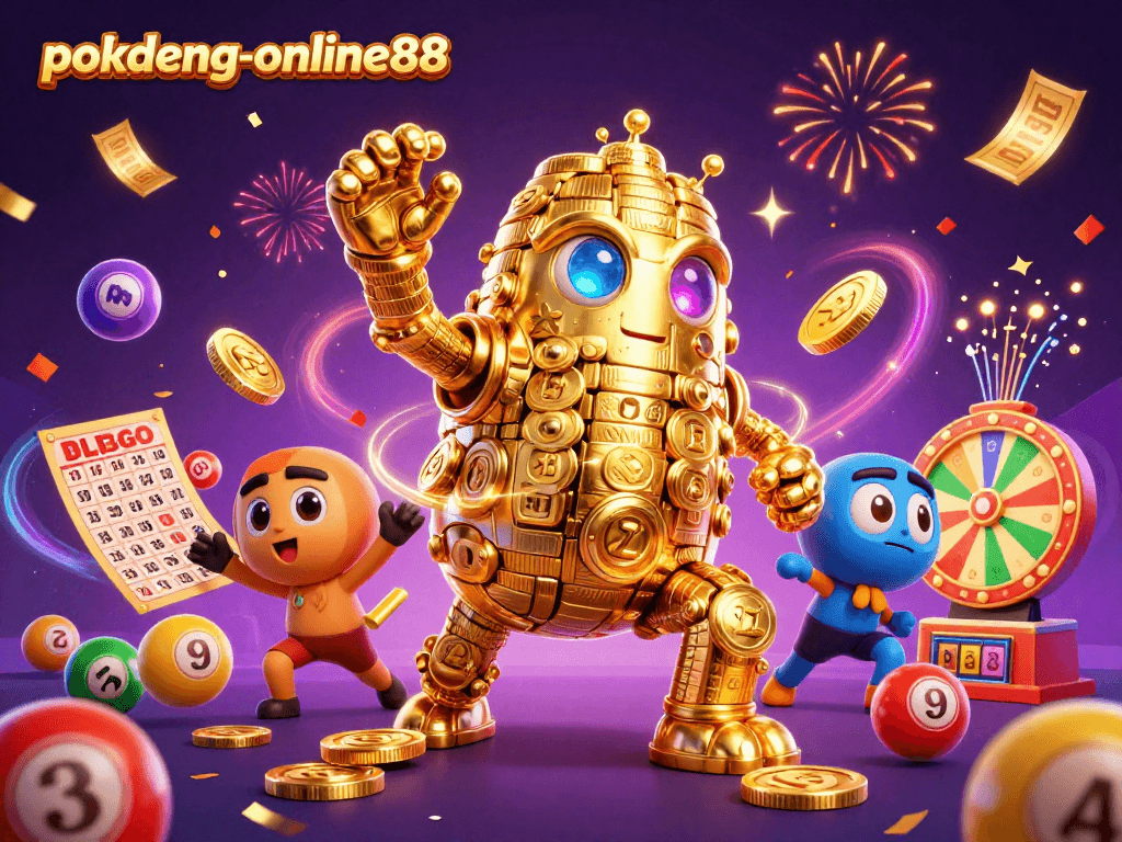 Engage with lively Pok Deng gameplay at pokdeng-online88 with a vibrant casino-themed illustration.