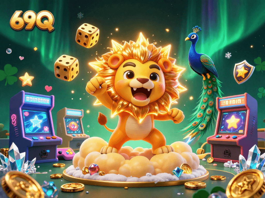 Aposte com 69Q em um cassino repleto de diversão visual e elementos vibrantes de jogos.