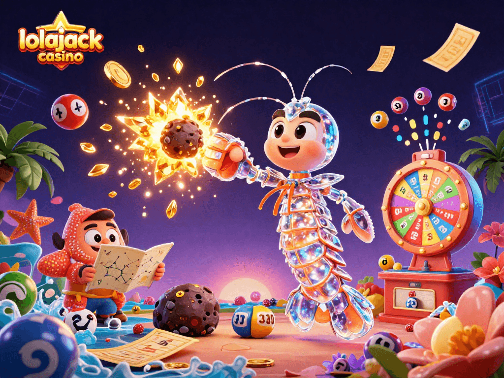 Engage with lolajack casino as a galactic samurai shrimp unleashes thrilling wins amid a vibrant gambling scene.