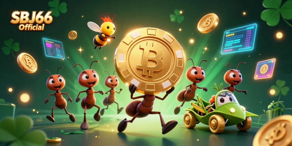 Engage in thrilling gaming with SBJ66 Official as ants execute a heist with crypto elements.