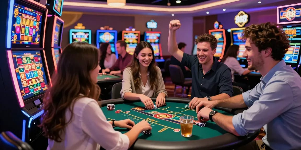 Players immersed in the exciting slot88 casino gaming experience with vibrant atmosphere and dynamic interactions.
