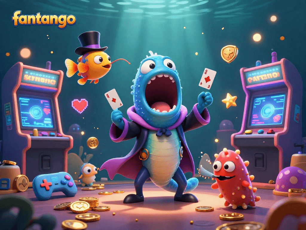 Experience the thrill of fantango with vibrant underwater characters in a magical casino scene.