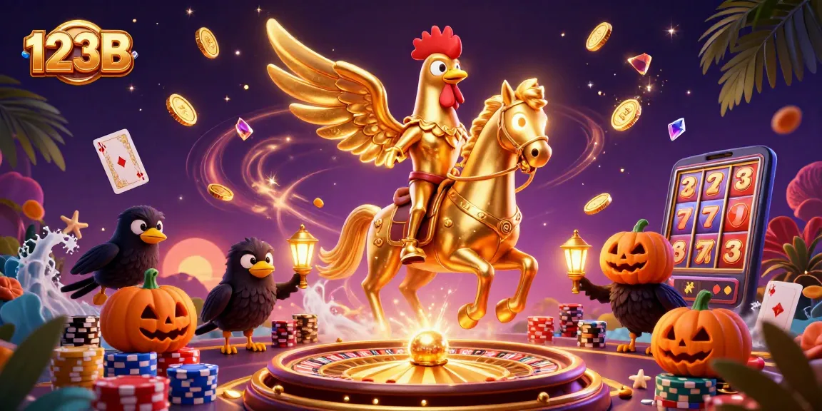 Spin and win big with 123B in a vibrant casino scene featuring golden coins and exciting game elements.