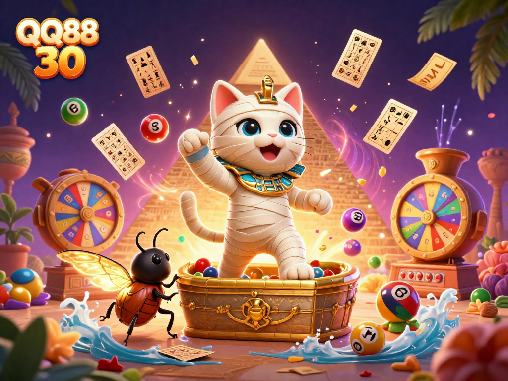 Engage with the exciting universe of QQ88 30 as the charismatic mummy cat no. bursts into action in a vibrant pyramid casino.