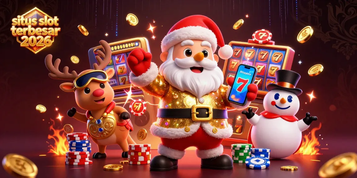 Genggam jackpot dalam permainan situs slot terbesar 2026 dengan Santa Claus, rusa, dan salju.