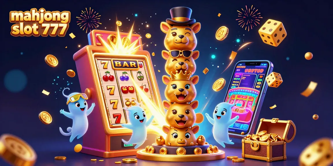 Experience the excitement of mahjong slot 777 with vibrant 3D illustration, showcasing dynamic casino game elements.