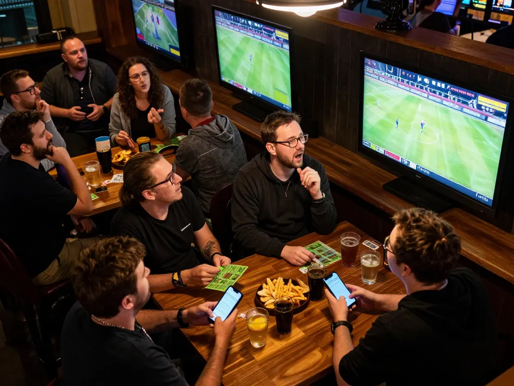 Engaging sports betting atmosphere with patrons enjoying live betting strategies at xo88.