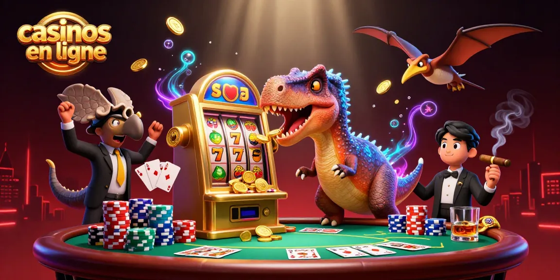 Les casinos en ligne gagnent en popularité, avec un pachycephalosaurus et un ankylosaure illustrant le monde des machines à sous.