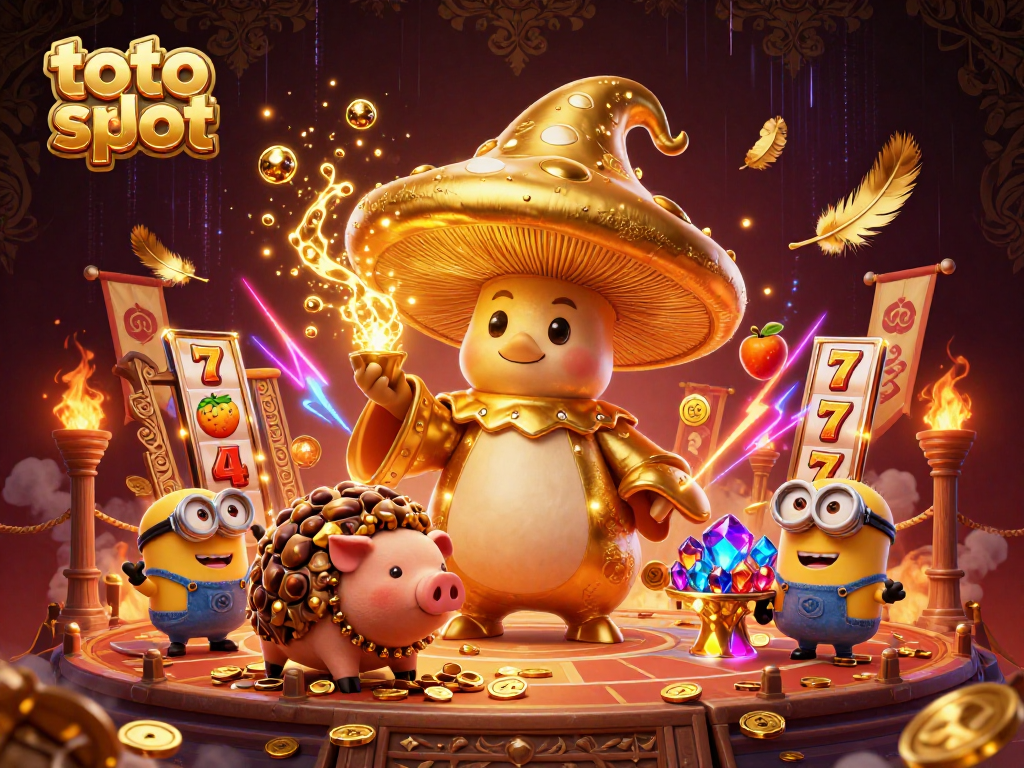 Experience the thrilling world of toto slot with golden magical characters amidst dynamic slot game elements.