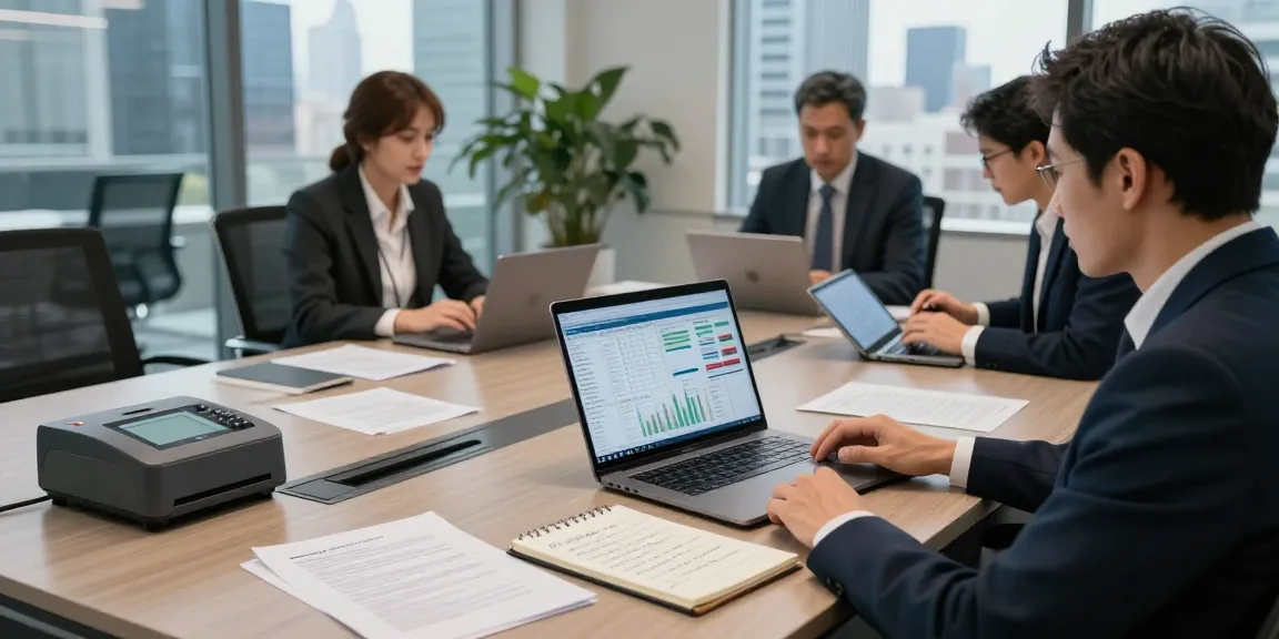 Asset tracing analysis in a busy office, showcasing charts, data, and collaboration among financial investigators.