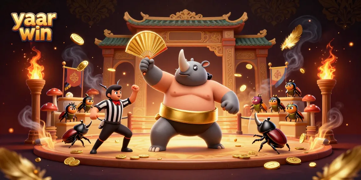 Win big with yaar win in an epic sumo beetle showdown filled with gold coins and excitement.