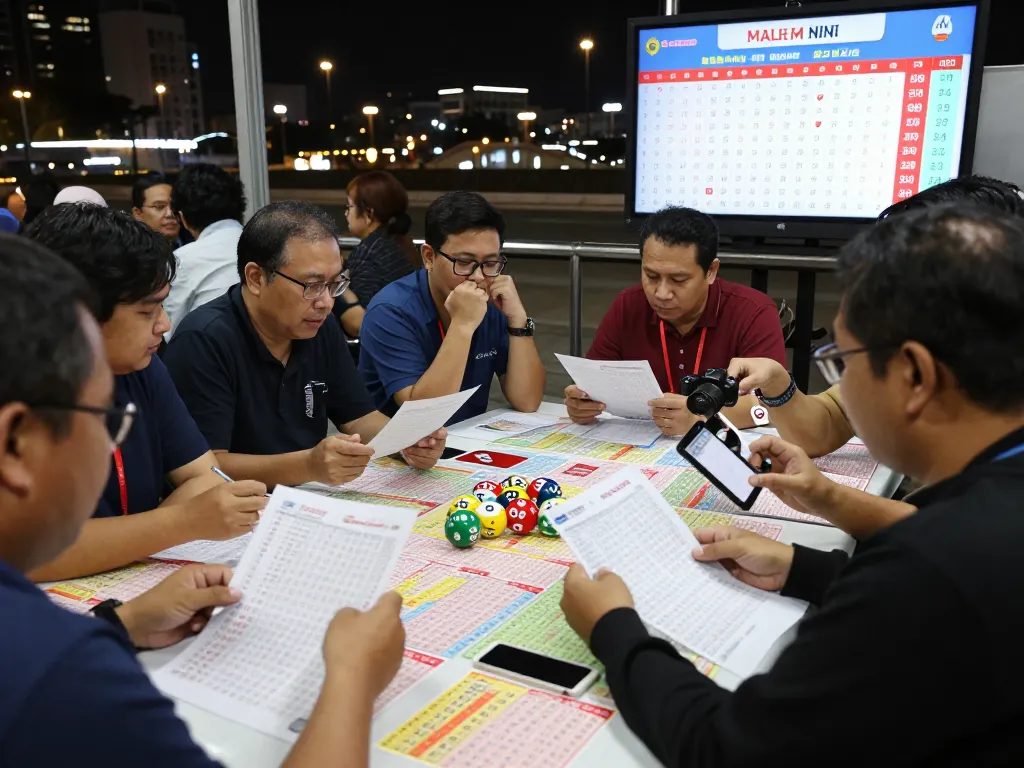 Exciting HK Malam Ini lottery betting scene with players discussing numbers.