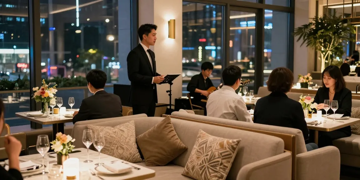 강남타이밍에서 화려한 분위기의 라운지에서 휴식을 취하는 손님들
