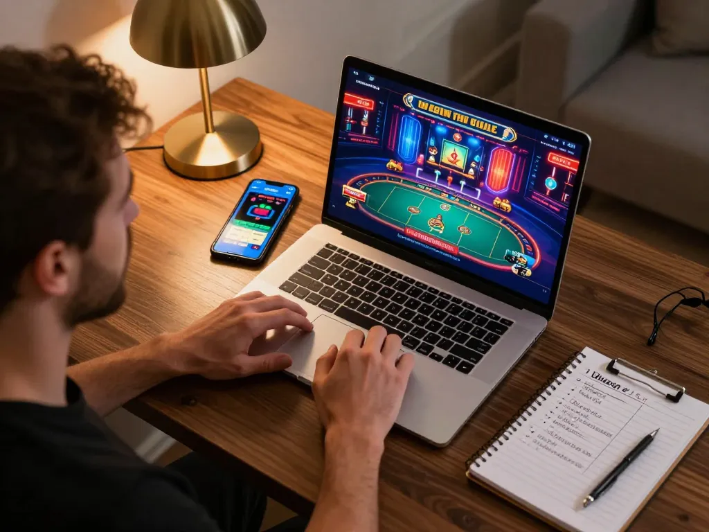 Permainan yang menarik di platform slot server thailand super gacor, menampilkan seorang pemain online yang menikmati pengalaman dealer langsung.
