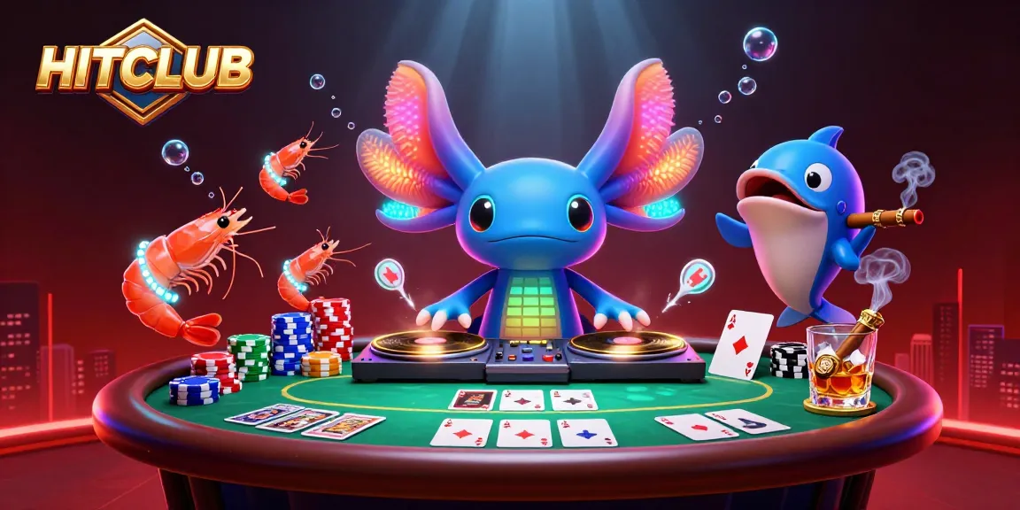 HITCLUB showcases an exhilarating underwater casino scene with dynamic neon characters.