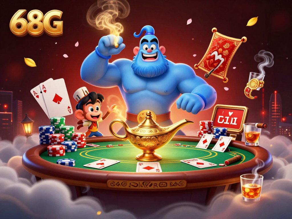 Participe das emocionantes apostas de 68G com este vibrante cenário de cassino e jogo.