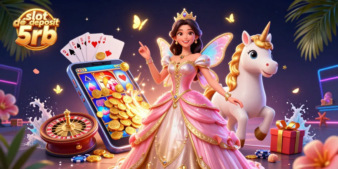 Engaging promotional art showcasing slot deposit 5rb with vibrant 3D characters and casino elements.