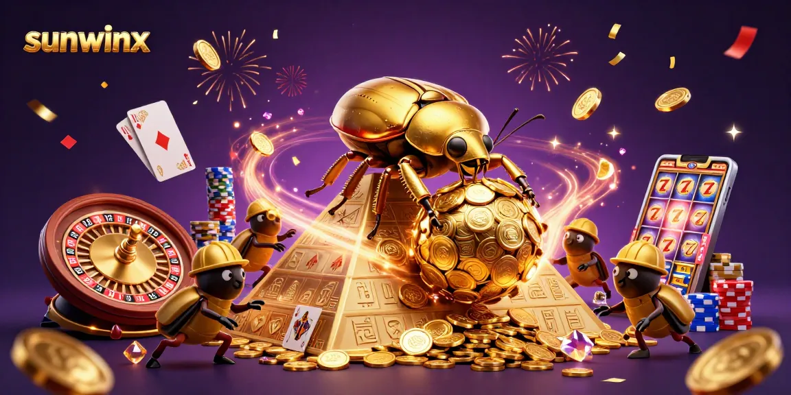 Spin and win with sunwinx's vibrant casino scene featuring golden coins and exciting games.