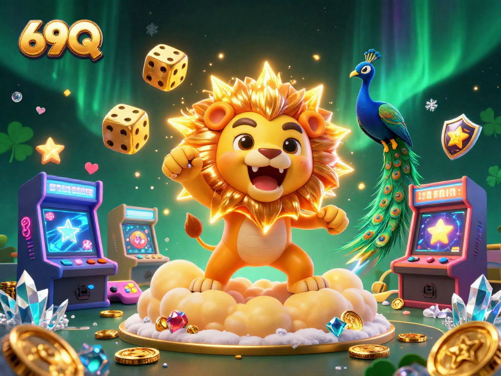 Aposte com 69Q em um cassino repleto de diversão visual e elementos vibrantes de jogos.