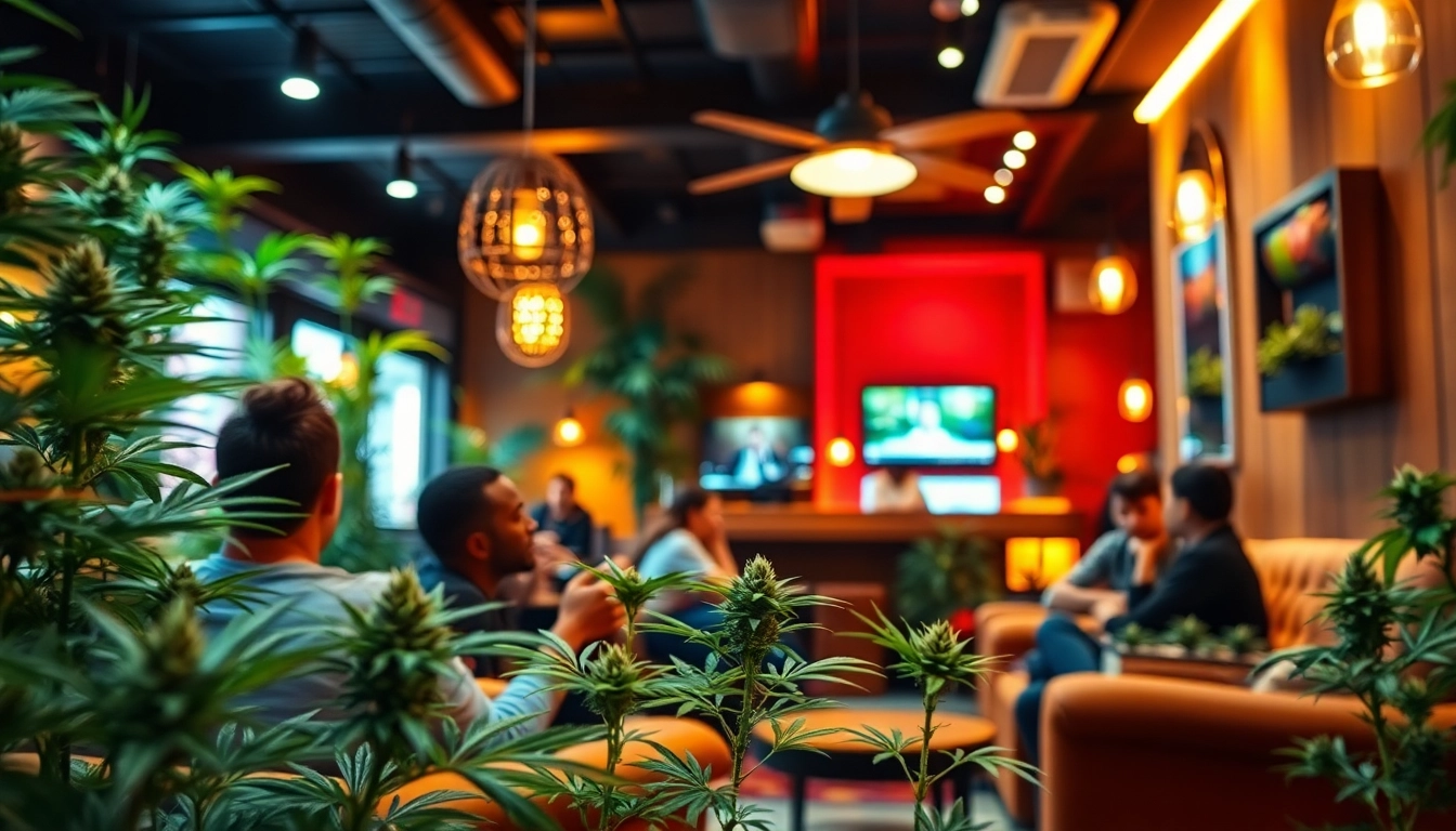 Experience the vibrant ambiance of Mr Joint weed Club Madrid: with patrons enjoying cannabis culture.