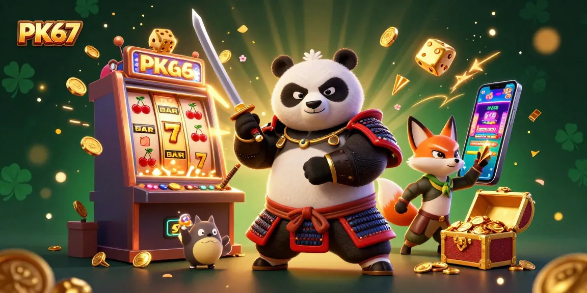 Experience thrilling gameplay with PK67 in a vibrant 3D casino scene featuring rich characters and dynamic elements.