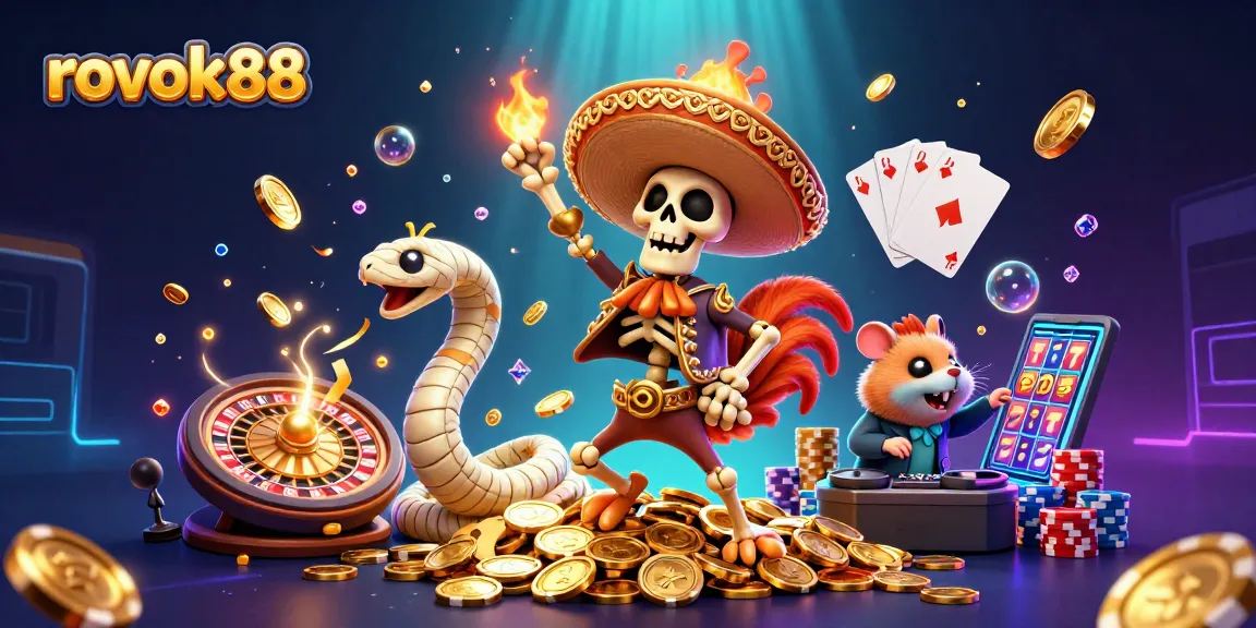 Experience exciting wins with rokok88 at our vibrant casino scene featuring unique characters.
