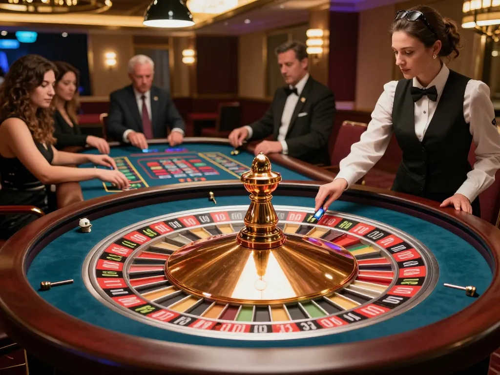 Members placing bets at a roulette table while enjoying an exciting evening at 98win com casino.