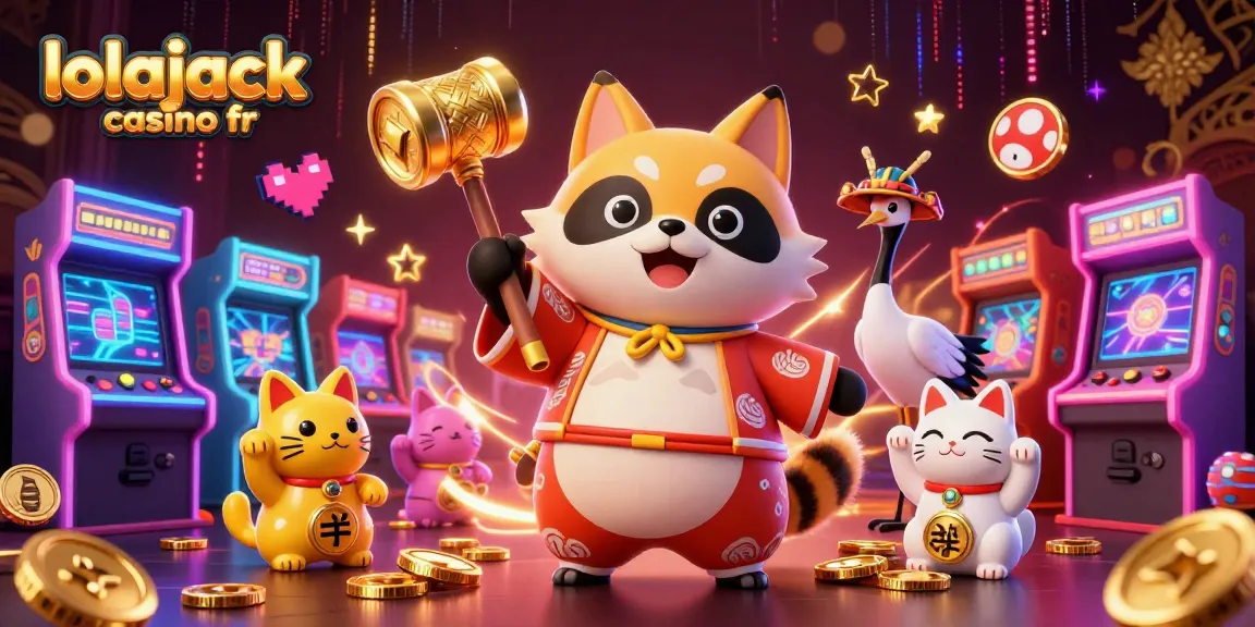 Découvrez l'univers captivant de lolajack casino fr avec un tanuki et des jeux de casino vibrants.