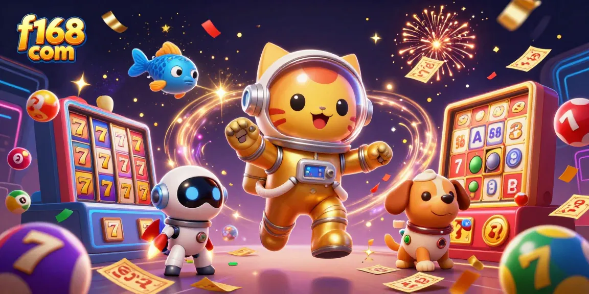 Experience thrilling slots and jackpots with f168 com amidst a vibrant cosmic celebration.