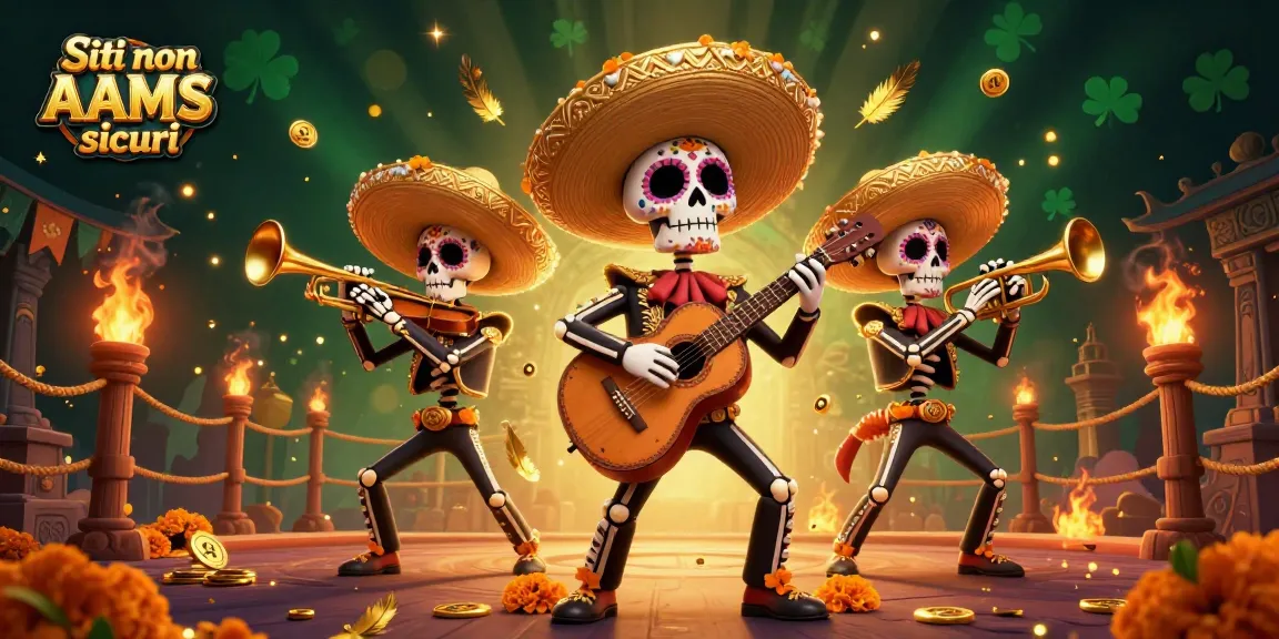 Scopri i Siti non AAMS sicuri per scommettere, circondati da skeleton mariachi in un casinò vivace.