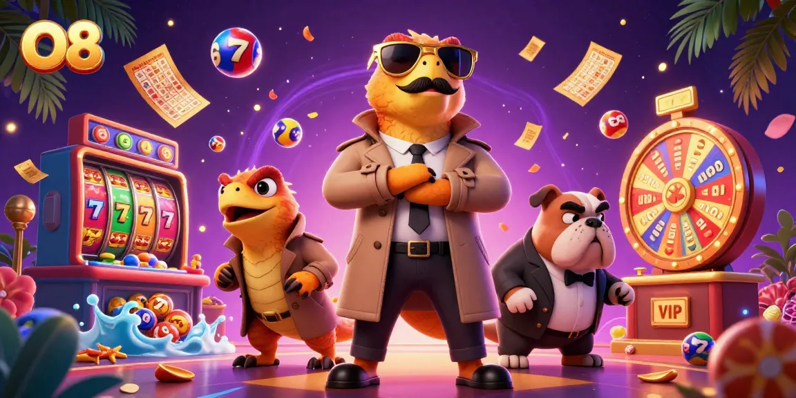 Experience the thrill at O8's vibrant casino with animated characters and dynamic gaming elements.