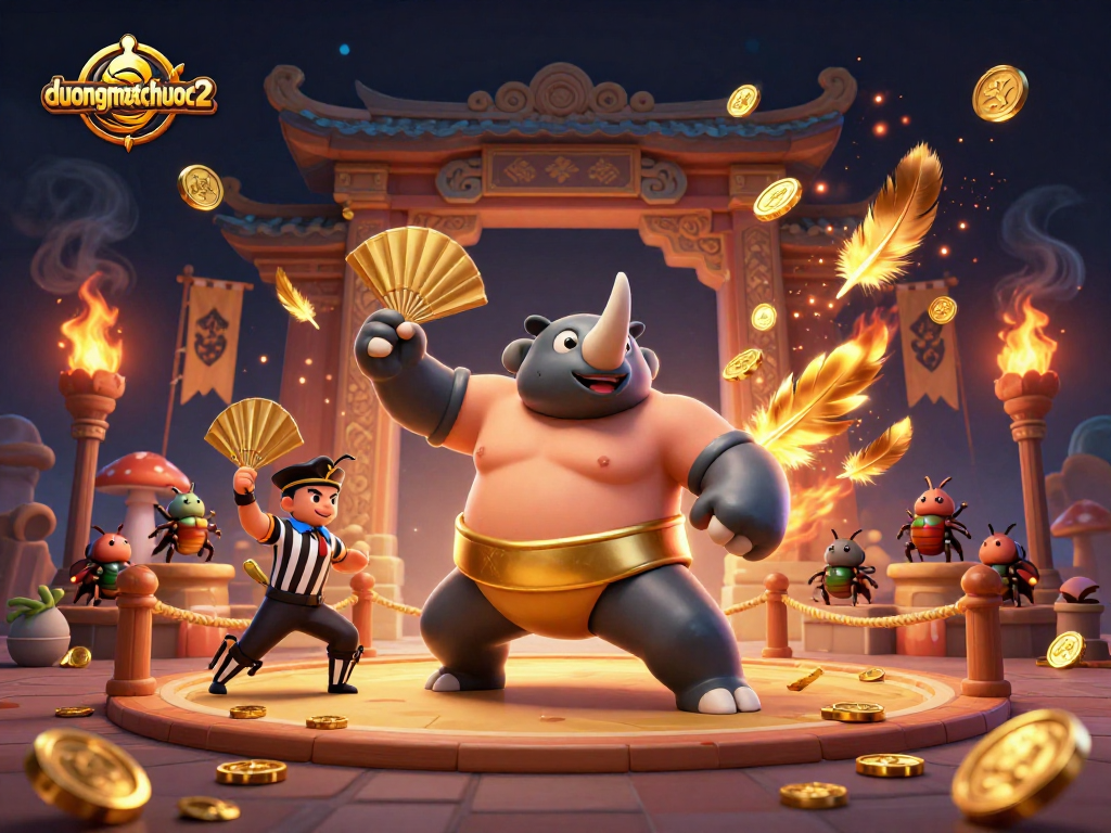 Engage with duongmatchuoc2 as the rhinoceros beetle champion dominates the betting arena.