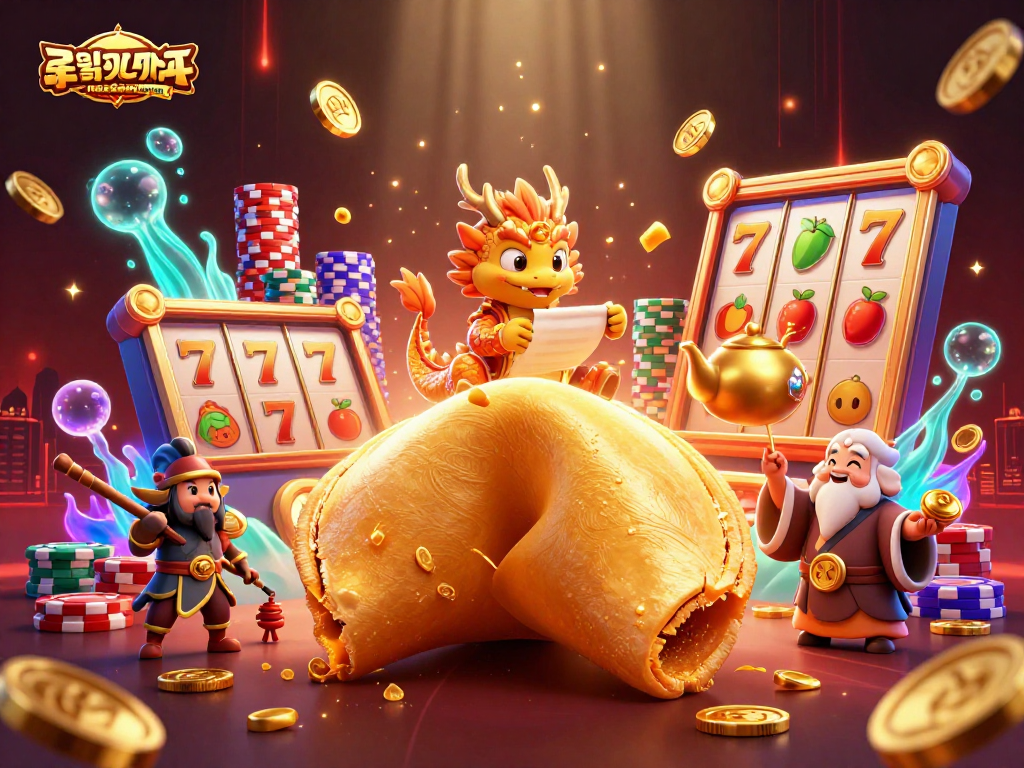 Experience thrilling gameplay with nekomayman as a golden fortune cookie reveals jackpot secrets in a vibrant casino scene.