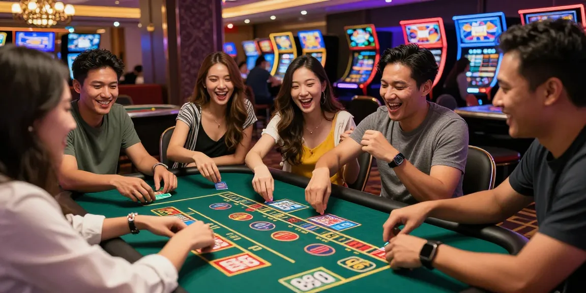 Suasana syair menang saat pemain togel bersenang-senang di meja permainan dengan tiket dan angka berwarna-warni.