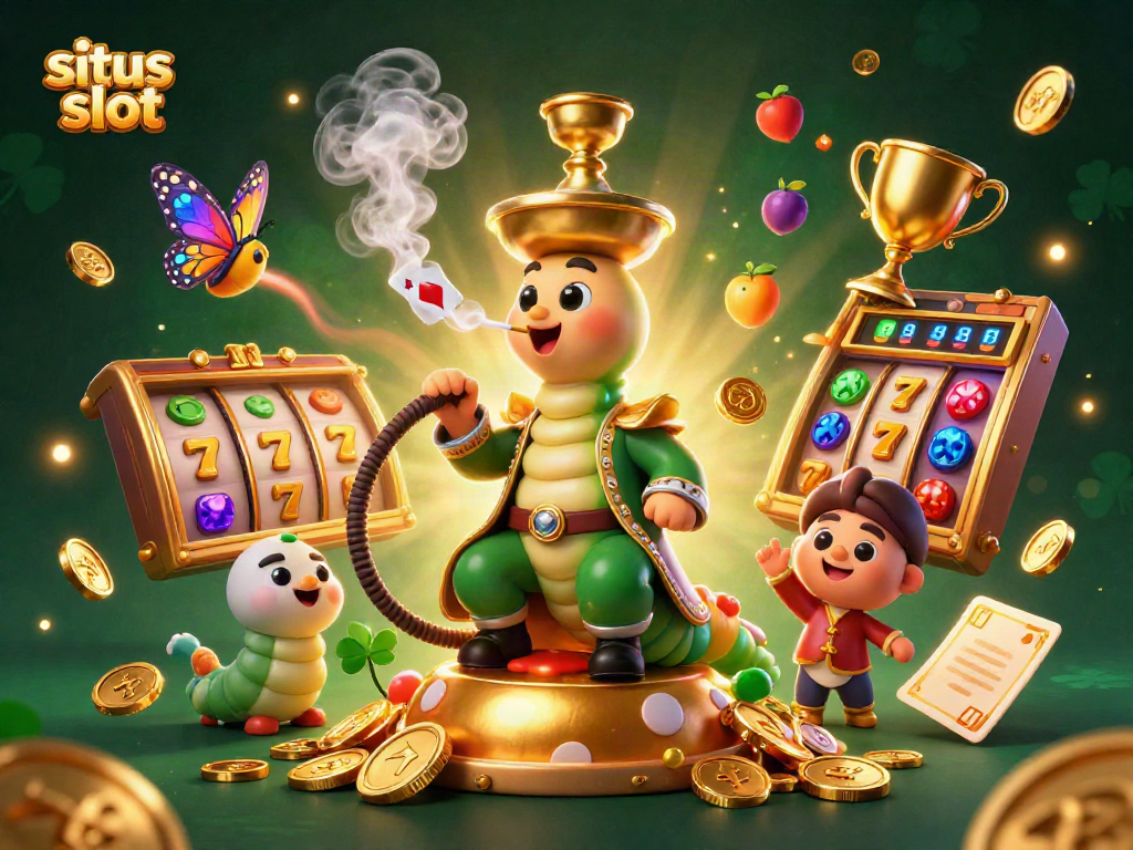Engage with situs slot in this vibrant 3D scene featuring exciting casino elements and characters.