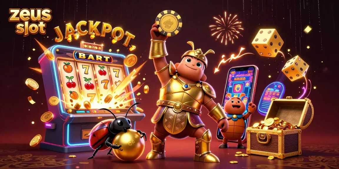 Spin to win big with zeus slot and golden treasures in this vibrant casino scene!