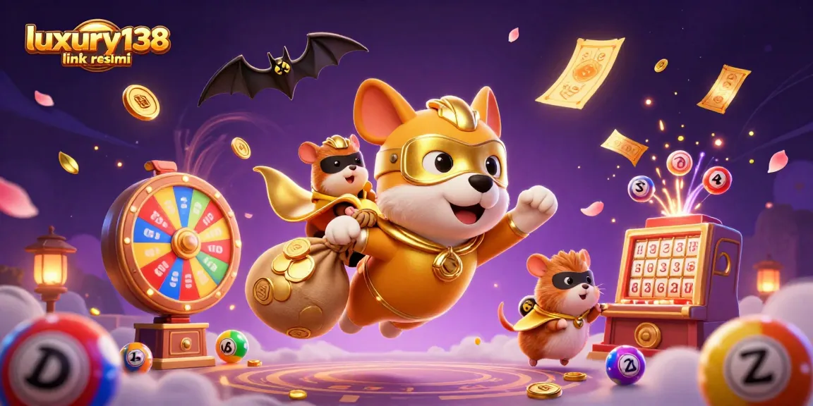 Win big with luxury138 link resmi, featuring a superhero dog and dazzling casino elements.