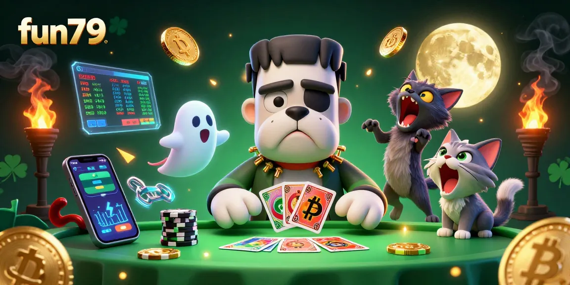 fun79 engages players with thrilling 3D casino adventure featuring a zombie dog and crypto coins.
