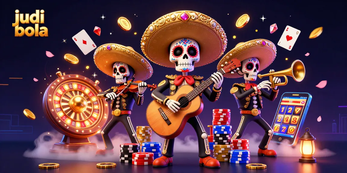 Experience the thrill of judi bola with vibrant 3D mariachi musicians in a rich casino scene.
