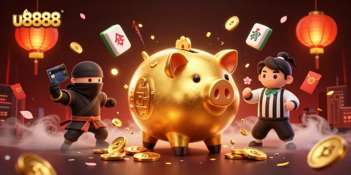 Experience thrilling action with u8888's dynamic gaming showcasing a sumo wrestler, ninja, and samurai