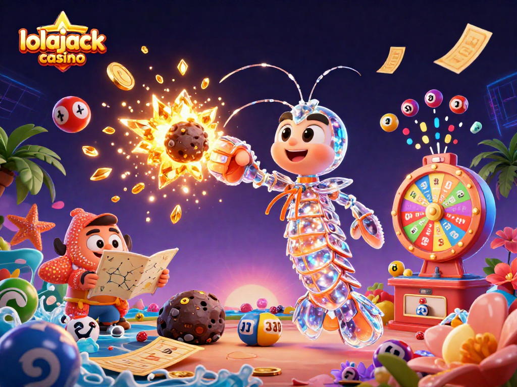 Engage with lolajack casino as a galactic samurai shrimp unleashes thrilling wins amid a vibrant gambling scene.