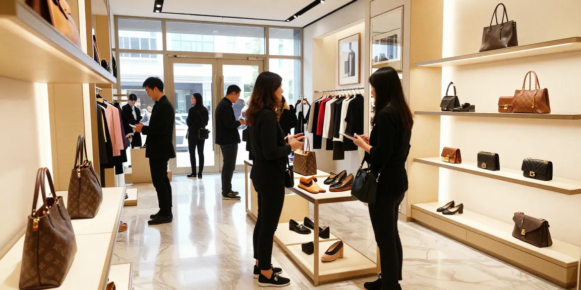 High-quality 레플리카 luxury handbags in an upscale retail setting.