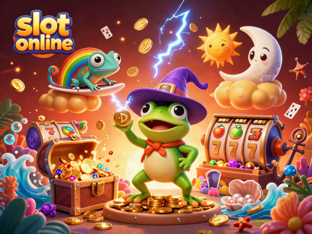 Experience thrilling gameplay with our vibrant slot online illustrations featuring colorful characters and dynamic elements.