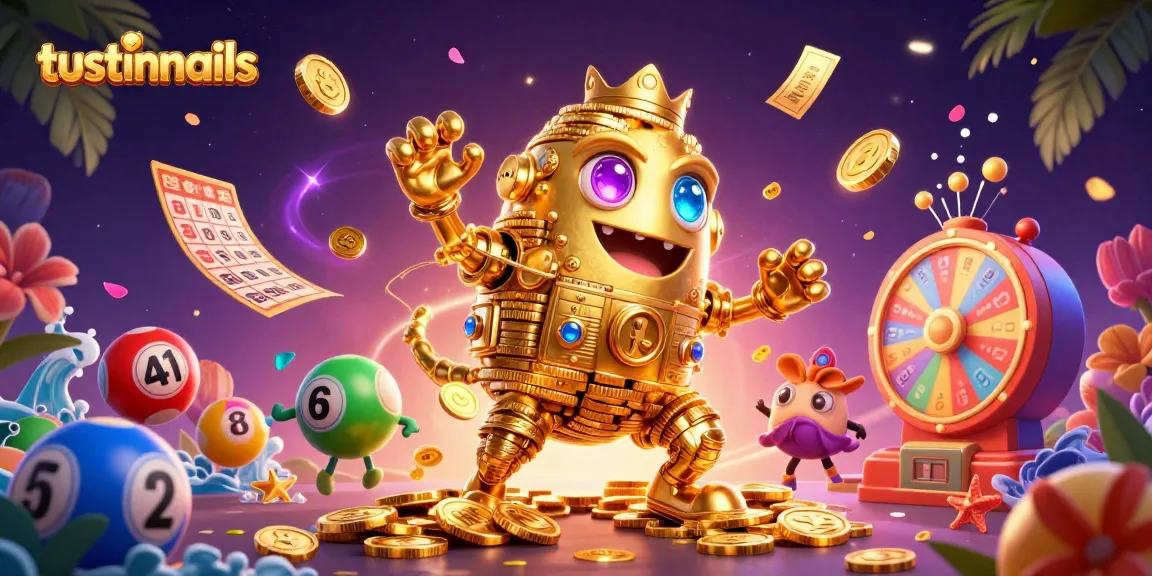 Experience winning excitement at tustinnails with golden golem and lottery elements in a vibrant casino scene.