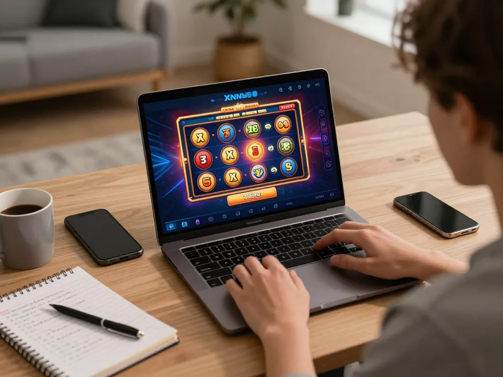 Player winning on XN88 mobile app in stylish home gaming setup