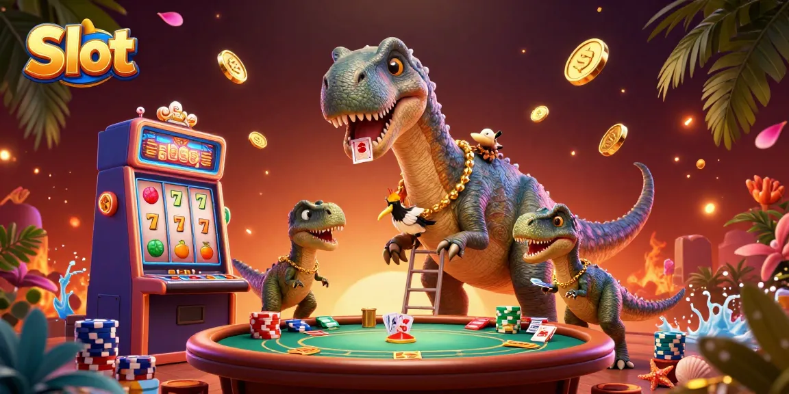 Engage with exciting slot reels and vibrant jackpots in this dynamic casino scene featuring interactive characters.