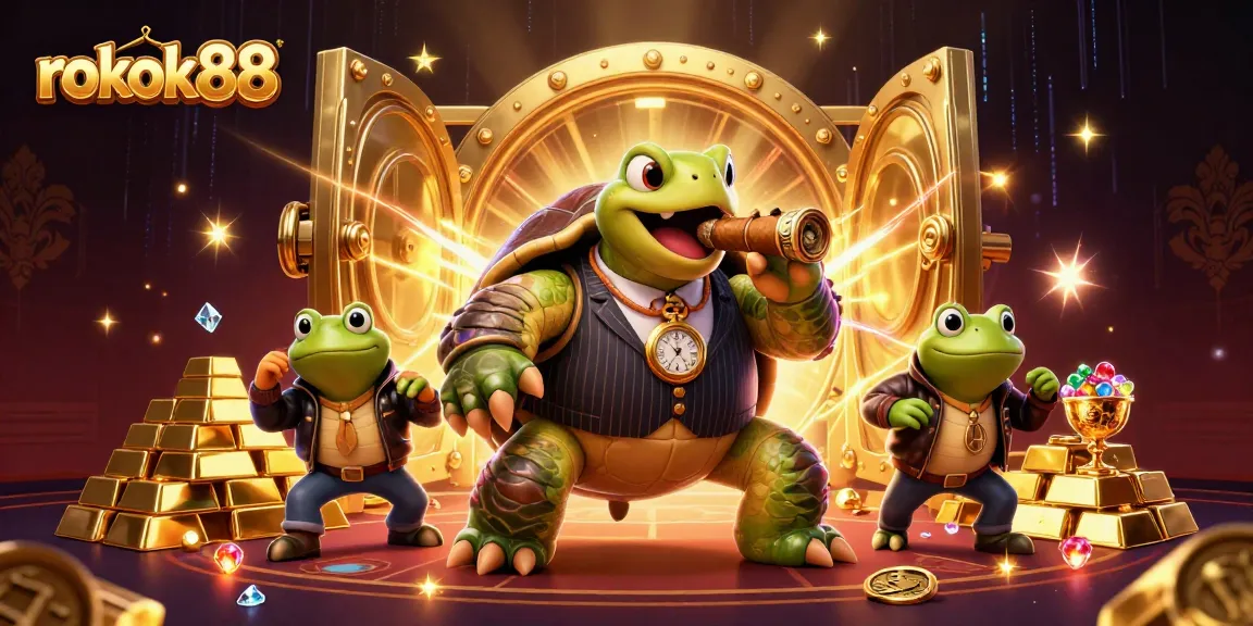 Experience thrilling action with rokok88's dynamic casino scene filled with treasures and lively characters.