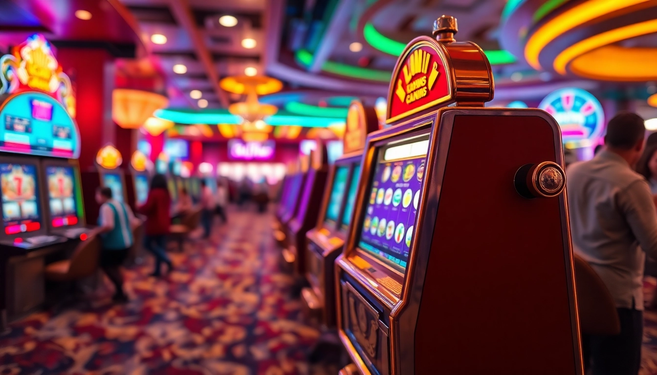 Mainkan mole4d di mesin slot yang berkilau dan ramai di kasino.